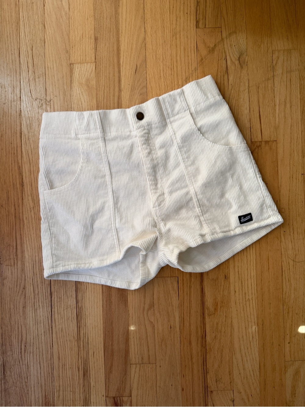 High Waisted White Corduroy Hammies Women’s Shorts